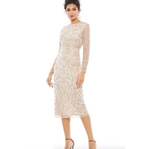 Mac Duggal 10812 Formal Dress Long Sleeve Beaded Gown Party‎ Cocktail Size 14NWT